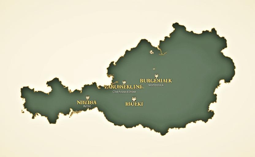 Stylized map of Austrian wine regions