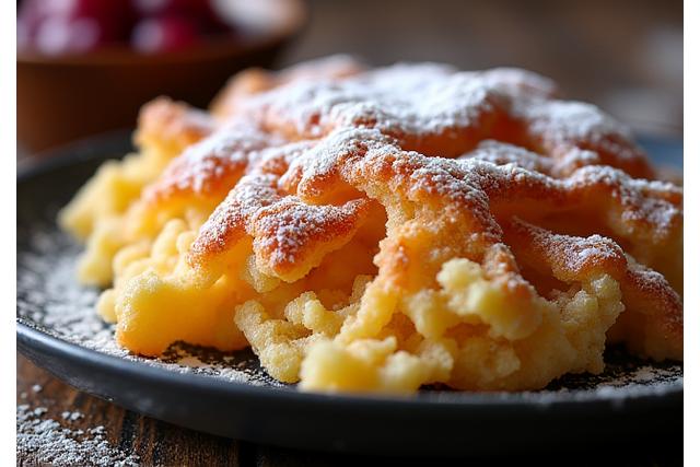 Fluffy Kaiserschmarrn with plum compote