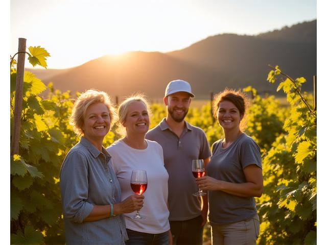 Food & Wine Trails Austria team in a sunny Austrian vineyard
