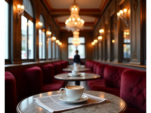 Elegant interior of a traditional Viennese coffee house